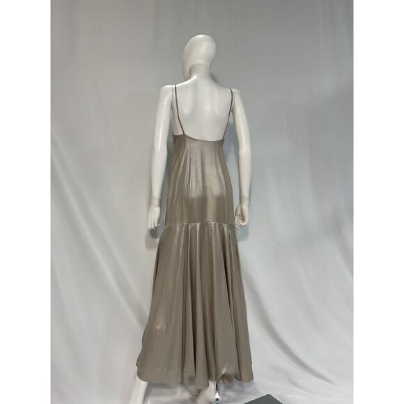 Cos 'The Metallic' Silver Flared Slip Dress Size 8 - Picture 3 of 4